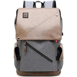 Unisex Backpack for Laptop 15.6 inch Bag (Grey with Khaki)