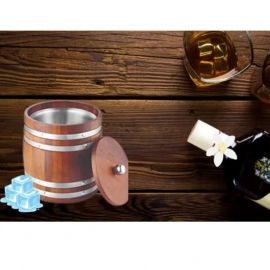 FnS Wooden Finish Stainless Steel Ice Bucket