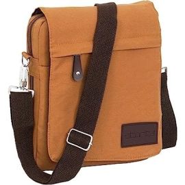 Vertical Expandable Padded Canvas Sling Cross Body Travel Office Business Messenger One Side Shoulder Bag for Men & Women (31x8x24.5 cm, Brown)