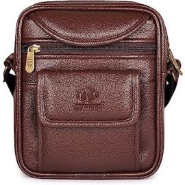 Synthetic Leather Stylish Messenger one Side Shoulder Bag and Sling Cross Body Travel Office Business Bag for Men and Women (Chocolate)