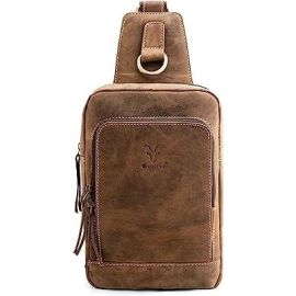 Hunter Leather Brown Mens Chest Bag Shoulder Bag