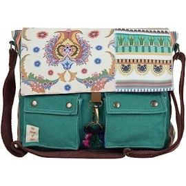 Winter Green Canvas Laptop Compatible Printed Sling Messenger Bag for Women (HTMB 019_Green)