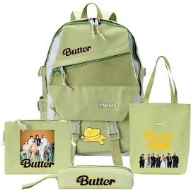 4in1 Kpop Boys Butter Backpack Set, Messenger Bag, Tote Bag with Pencil Bag for Army Gifts