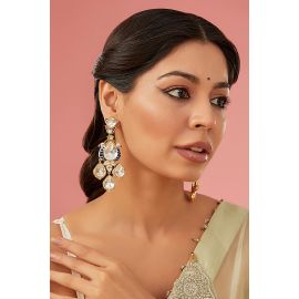 Gold Plated Kundan Polki Dangler Earrings