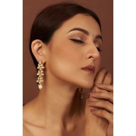 Minaki,Gold Plated Kundan & Pearls Dangler Earrings