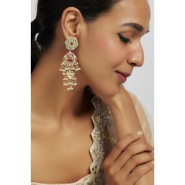 Tad Accessories,Gold Finish Kundan Polki Dangler Earrings