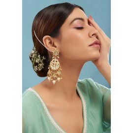 Just Shraddha,Gold Plated Kundan Polki & Pearl Dangler Earrings