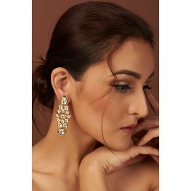 Just Shraddha, Gold Plated Meenakari Dangler Earrings