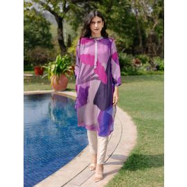 PURPLE SAHARA GATHERED TUNIC