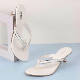 Women White Ethnic Slip Ons