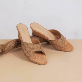 Women Beige Ethnic Slip Ons