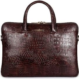 Crocodilan Unisex 14 inch Laptop Messenger Bag (Rust Brown)