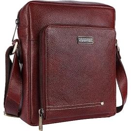 Genuine Leather Travel Messenger Sling Side Documents Bags| 1 Compartments |1 Inner Zipper pocket |1 front Slip Zipper pocket |1 Back Zipper Pocket | Adjustable Strap (Brown) (SB1171BR)