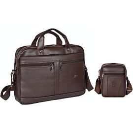 Stylish Corporate Diwali Gift Item for Men Women Tan Leather Messenger laptop File Brown Leather Crossbody Bag Combo Pack | Special Birthday Gifts for Men Employee Staff Clients.