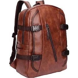 Brown Backpack Bag for Men of Artificial Leather with Laptop Pocket