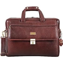 17 inch Genuine Leather Laptop Messenger Bag with Full Expandable With 360 Days Warranty