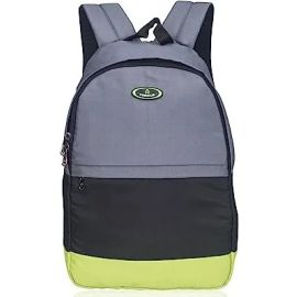 Grey, Black & Lime Polyester 24Litres Casual Backpack