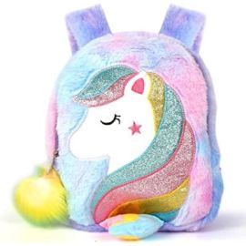 Plush Unicorn Backpack,Mini Unicorn Backpack for Girls, Soft Lightweight Travel Bags for Girls,Color