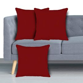 Microfiber Filled Floor Cushion, Decorative Throw Pillow, Home Decor Pillow, Sofa/Bed Cushion,16"x16" (Set of 3,Maroon)