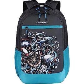 Graffitti 29 Ltrs Grey-Lake.Blue 3 Compartments School Backpack with Raincover (BKPGRFTRC0454)