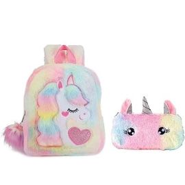 Kids/Toddler 11 inch Fur School Bag Soft Plush fur Backpacks Cartoon Boys Girls Baby (2-6 Years)