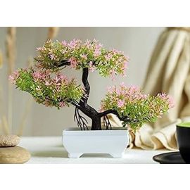 SATYAM KRAFT 1 Pcs Artificial Bonsai Tree with Designer Pot for Home Decor, Room Decorations, Living Room Table, Diwali Decoration Plants and Craft Items Corner (Model 3)