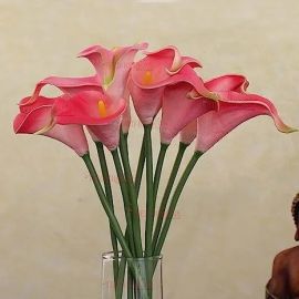 TIED RIBBONS Artificial Calla Lily Flowers Bunch for Vase and Flower Pots (10 Heads, 33 cm Each, Pink) - Home Decor Item for Living Room Centerpiece Table Decorations (Pot Not Included)