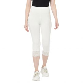 ESPRESSO Women's Viscose/Spandex 3/4th Lace Capris 