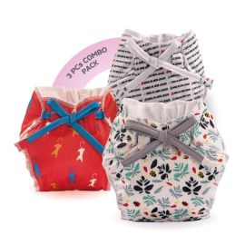 Bumberry Smart Nappies - Catscape, Bugs Party, Cute Baby Print Combo - 0-6 Months | 3kg - 7kg