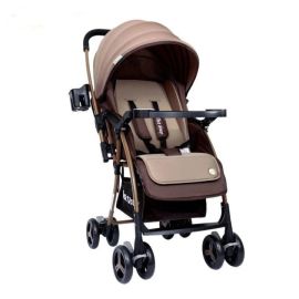 1st Step Caramel Baby Pram Cum Stroller with 5 Point Safety Harness/Infinitely Reclining and Cushioned Seat/Reversible Handle/Front Swivel Wheels - 0 to 36 Months