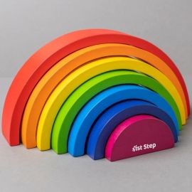 1st Step 7 Pcs Natural Wooden Rainbow Stacker - 6 months