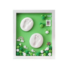 Babies Bloom Store  DIY Baby Handprint Footprint Ornament Keepsake Maker Kit, Baby Nursery Memory Art Kit, Baby Shower Gifts, Xmas Gifts, Precious Moment for Newborn, Baby Boy/Girl, Personalized Baby Prints (Green) with LED lights (White Clay)