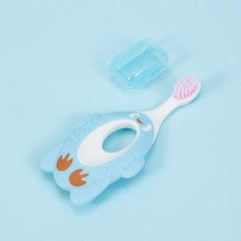 Babies Bloom Store  Blue Soft Anti-Slip Handle Cartoon Baby Silicone Toothbrush for Newborn (1-3 Years Old)