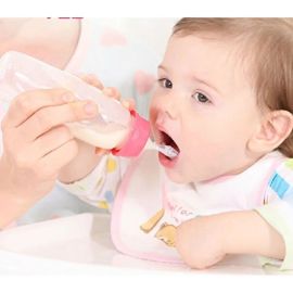 Babies Bloom Pink Silicone Baby Feeding Spoon /Infant Weaning Feeder Bottle (Min-6 Months)