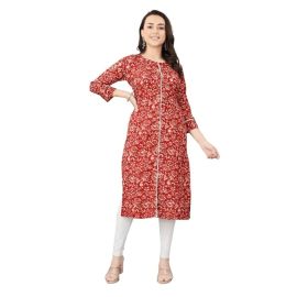 Bollyclues Women's Cotton Blend Straight Printed Kurti(CO-01)