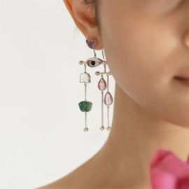 Ekibeki - Ekibeki Lotus Bloom Copper Enamel Earrings (Rainbow)