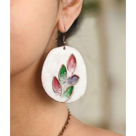 Ekibeki-Leaflet Copper Enamel Earrings