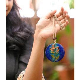 Ekibeki Blue Tree Copper Enamel Pendant (1pc)