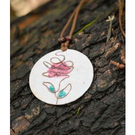 Ekibeki White Rose Copper Enamel Pendant (1Pc)