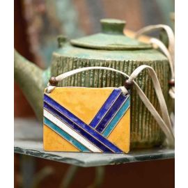 Ekibeki Retro Trio Copper Enamel Rectangle Pendant (1Pc)