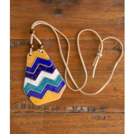 Ekibeki Retro Zigzag Copper Enamel Diamond Shape Necklace (1Pc)