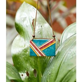 Ekibeki Retro Lines Copper Enamel Rectangle Pendant (1Pc)