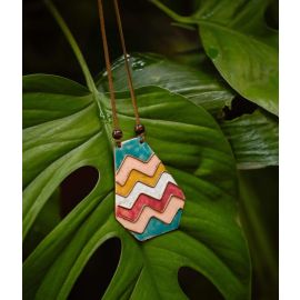 Ekibeki Retro Waves Copper Enamel Necklace (1Pc)