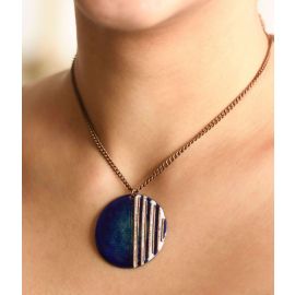 Ekibeki Crinkle Ocean Full Copper Enamel Pendant (1Pc)