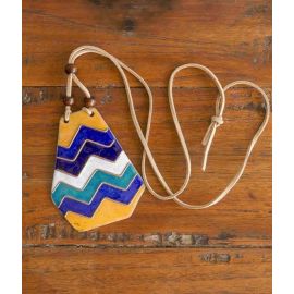 Ekibeki-Retro Zigzag Copper Enamel Diamond Shape Necklace