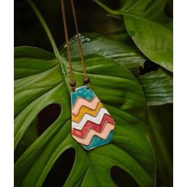 Ekibeki-Retro Waves Copper Enamel Necklace