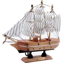 Naayaab Craft Wooden Decorative Sailing Ship (Small Size)| Best Showpiece for Office and Home Decor | Multicolor | Home Decorative Wooden Sailing Ship Nautical Showpiece (White) (Size - 15x16x4 CM)