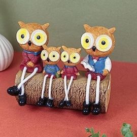 TIED RIBBONS Owl Long Leg Hanging Dolls Family Couple Statue (Set of 4, Multi, Resin) Decorative Showpiece for Home Decor Living Room Table Top Bedroom Decoration Birthday Wedding Gift Items