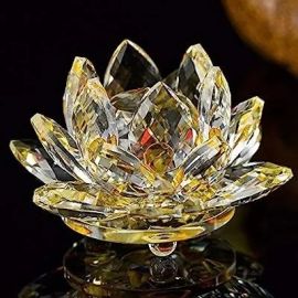 PARADIGM PICTURES Crystal Lotus Flower fengshui good luck items (8 x 8 x 6.6 cm, Yellow)