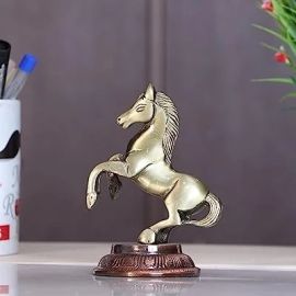 KridayKraft Jumping Horse Metal Statue for Wealth, Income, Shining and Bright Future & Table Top Figurine for Living Room,Office,Bedroom,Decorative,Feng Shui & Vanstu,Animal Showpiece Figurines.